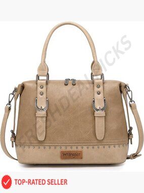 Vintage Western Barrel Satchel Hobo Purse Faux Leather Detachable Strap Handbag